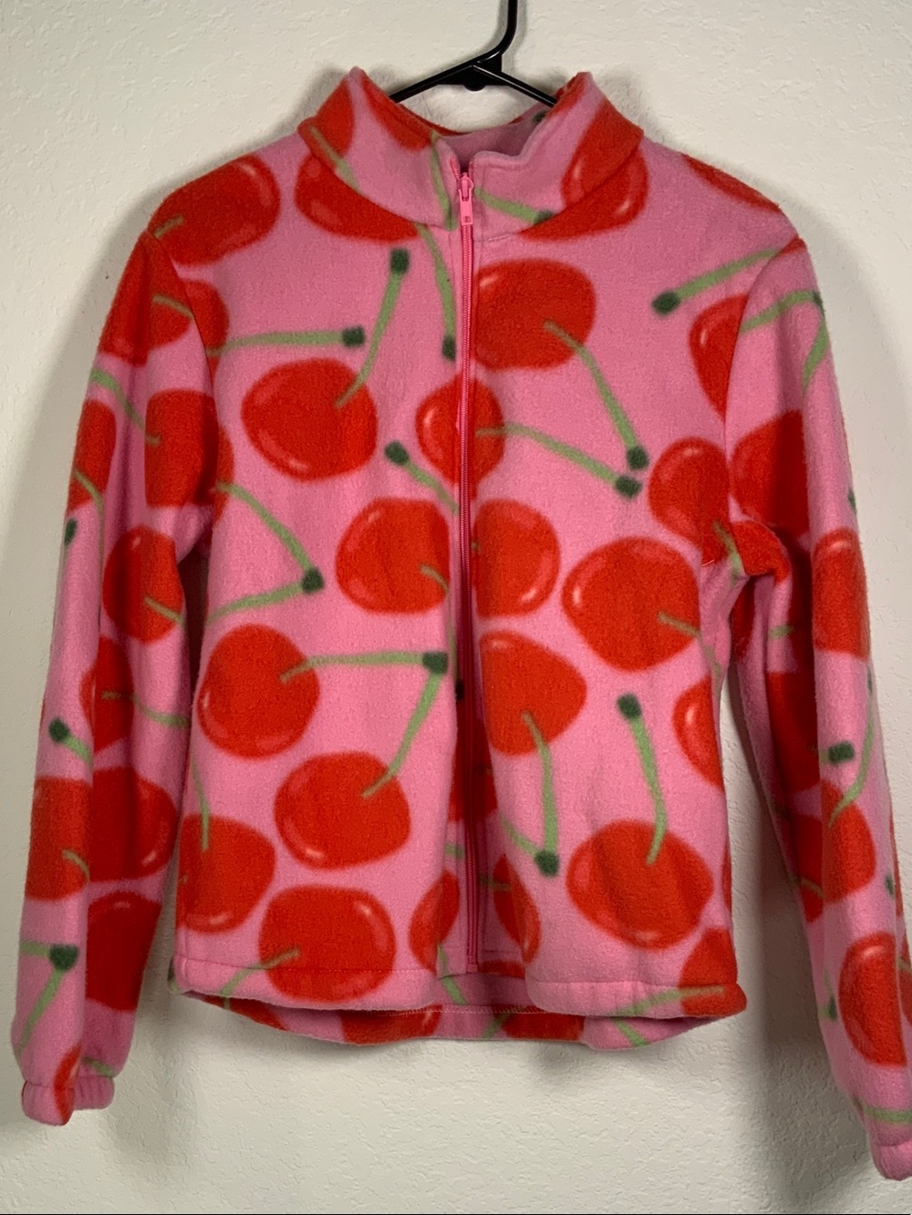Better Unsaid Pink Cherry-Print Fleece Jacket